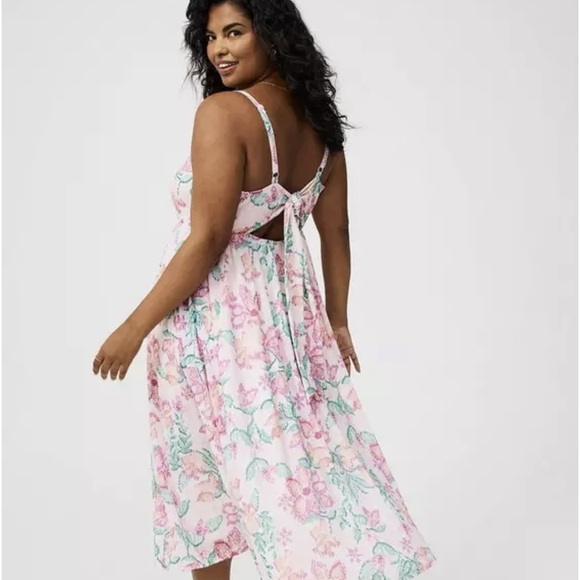 Floral Pink and Green Midi Dress - divino.acegroup.co.in